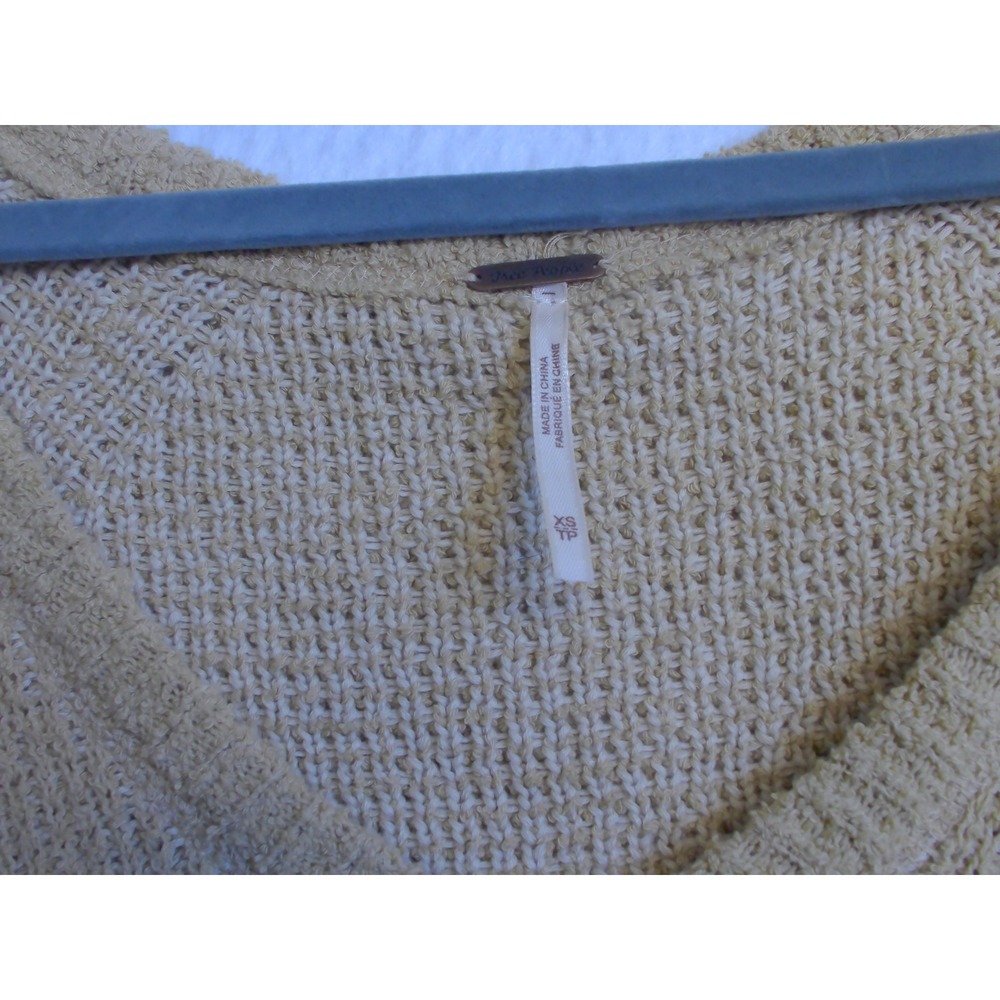 Free People Mustard Yellow V-Neck Knit Cropped Sweater XS‎ OB841249 - Picture 5 of 8